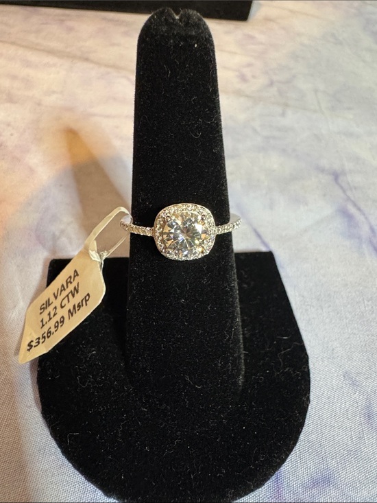 Jewelry - 925 Silver Halo Ring with 1.12 CTW Moissanite Stone